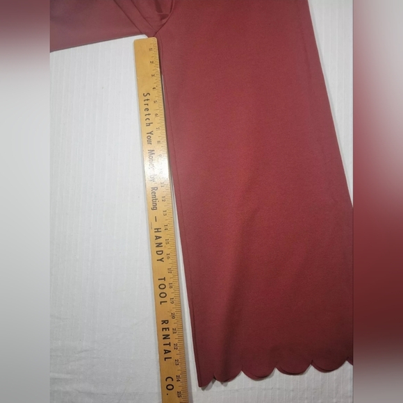 Zenana Outfitters L Soft Wide Leg Maroon Crop Pants High Rise - Picture 4 of 8